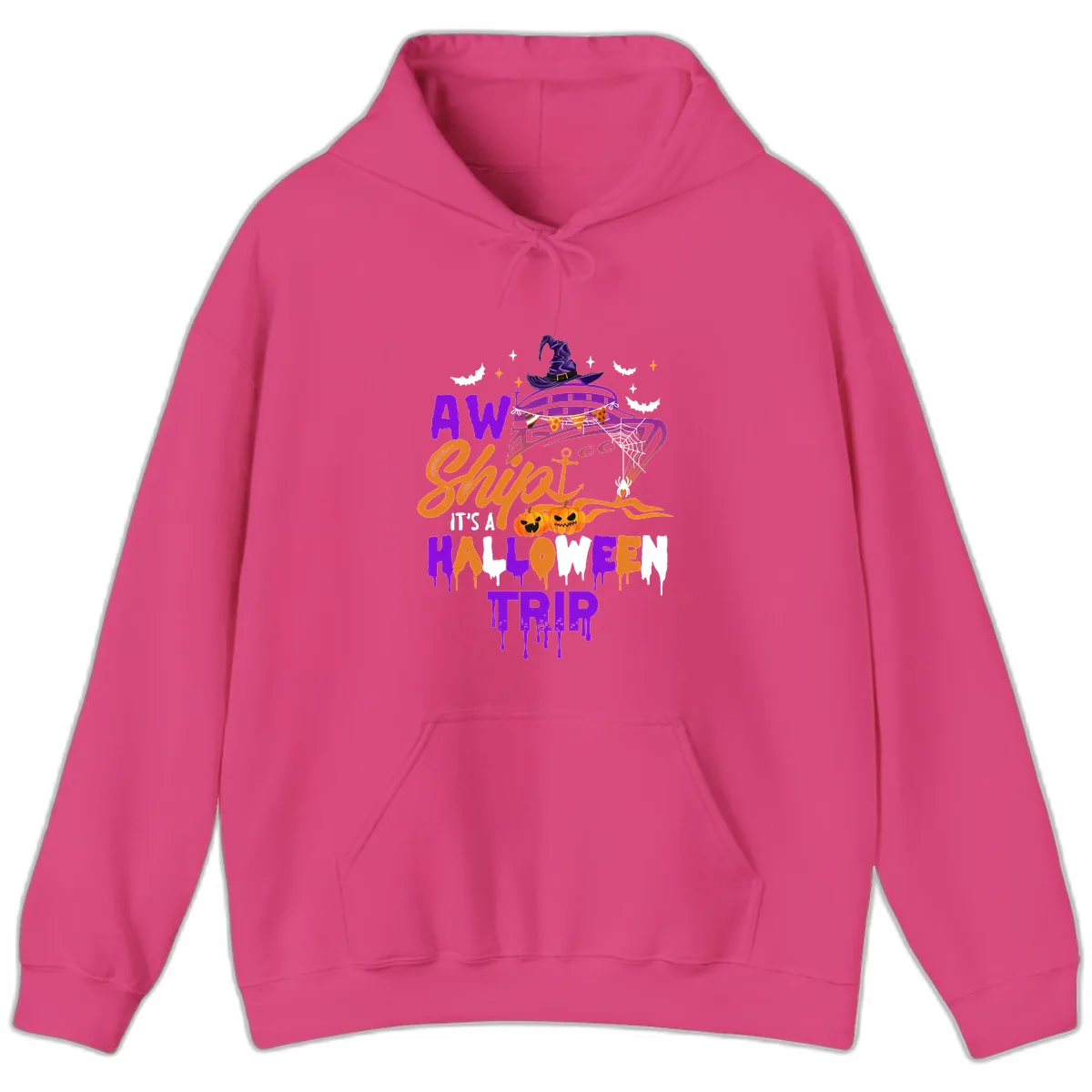 Aw Shiver Me Halloween Trip Hoodie in Heliconia