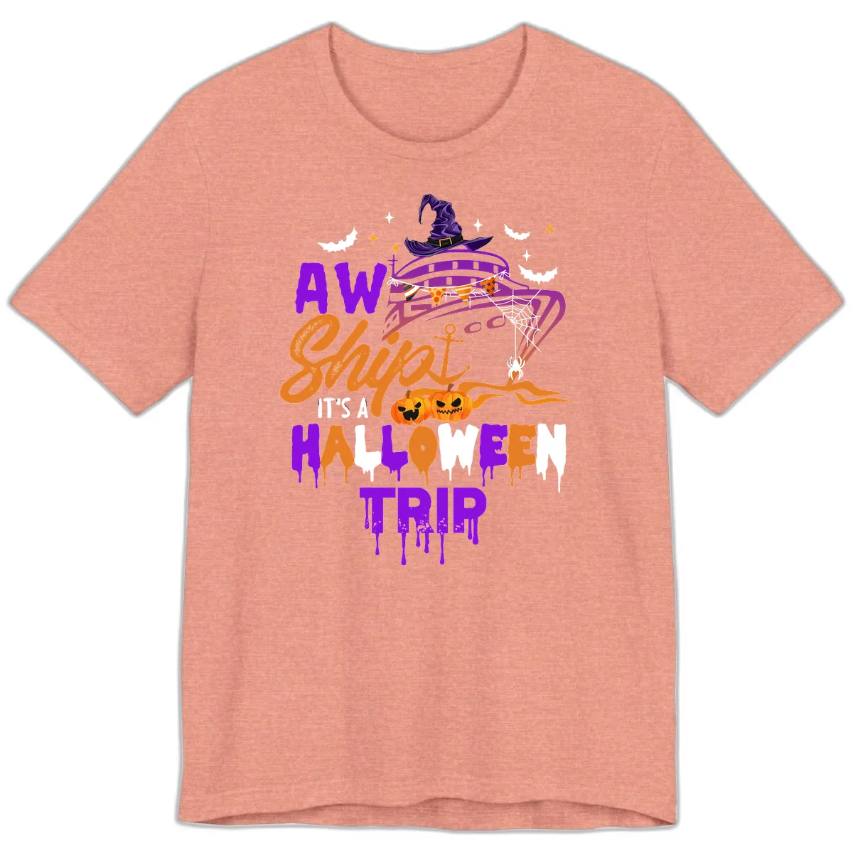 Aw Shiver Me Halloween Trip Premium T-Shirt in Heather Sunset