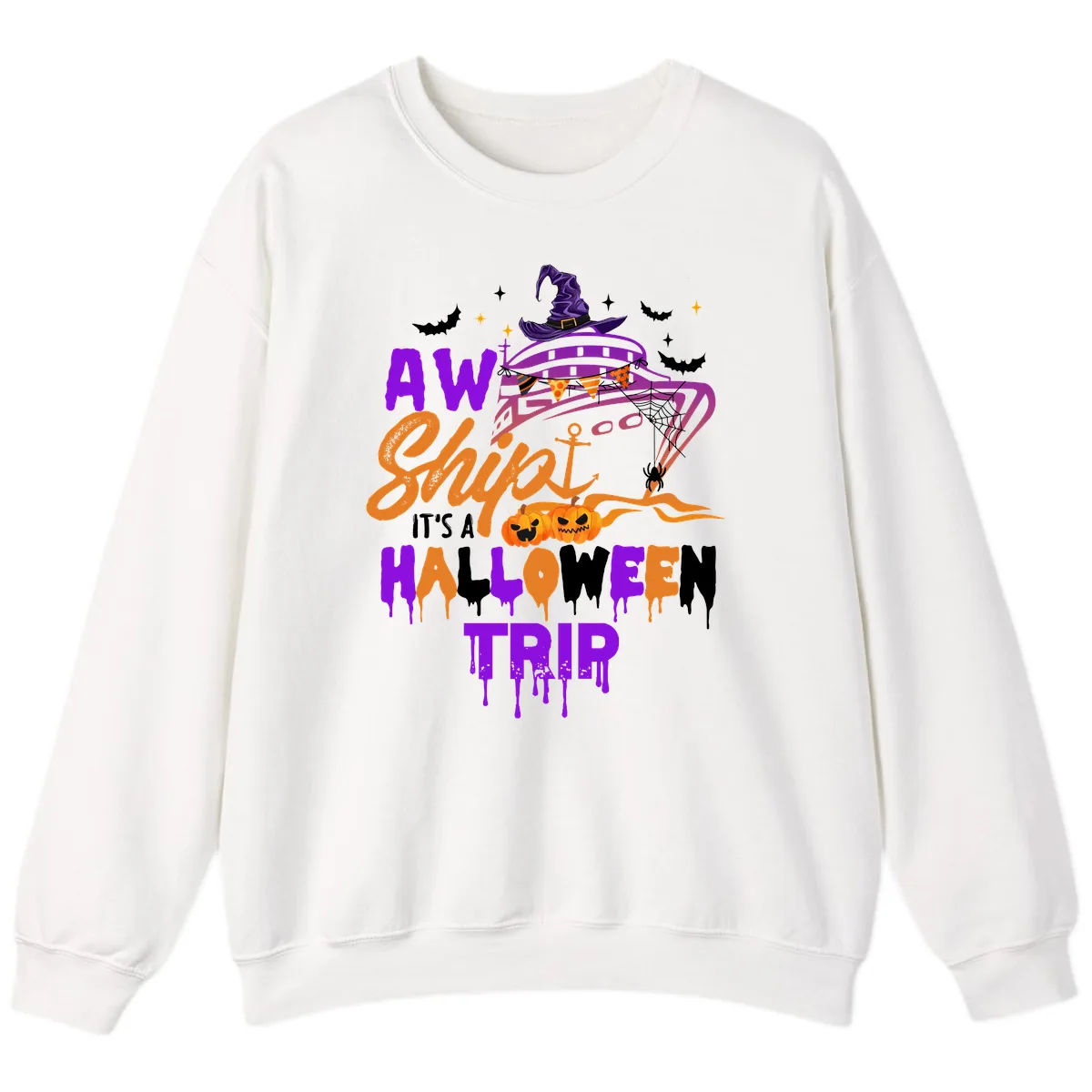 Aw Shiver Me Halloween Trip Sweatshirt in White