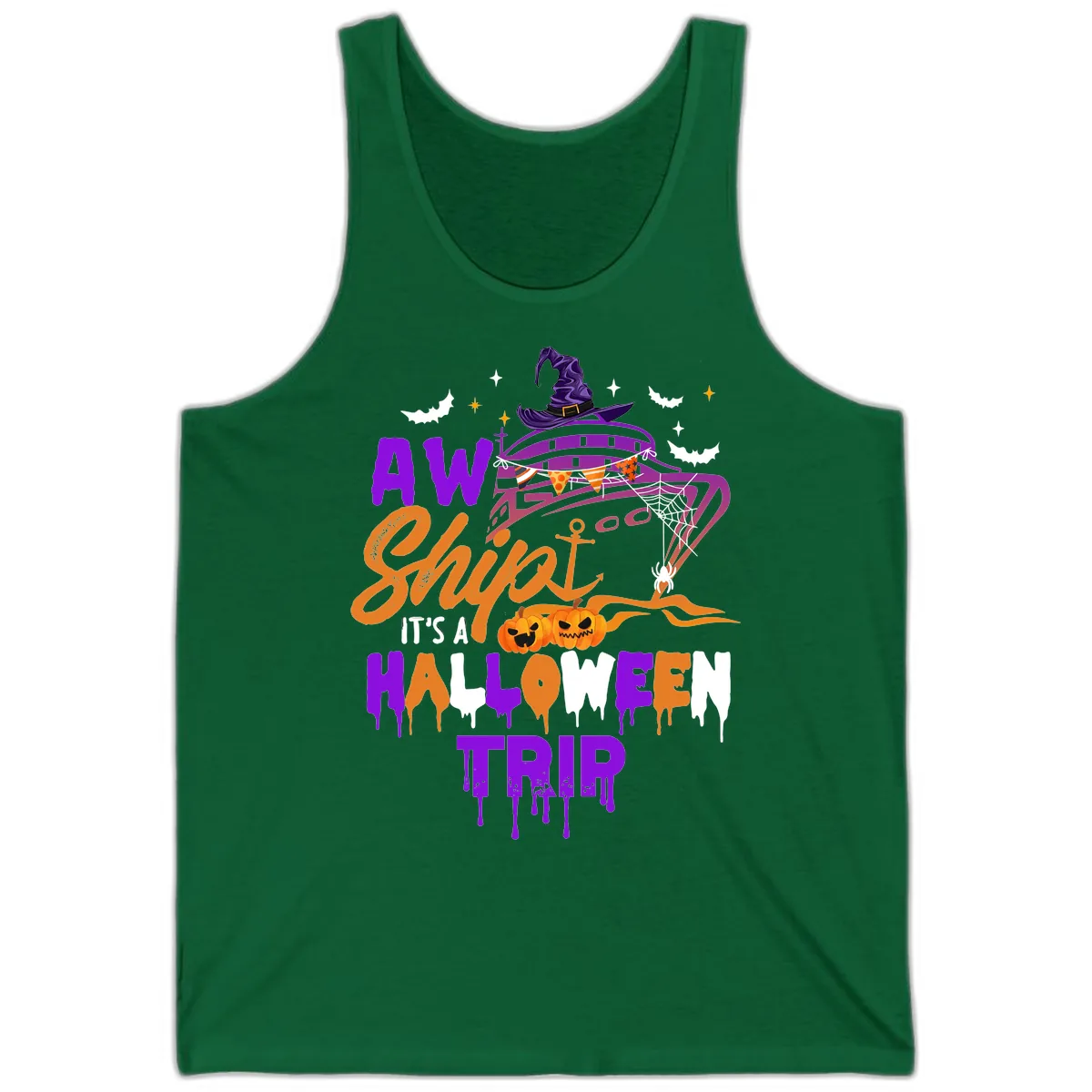 Aw Shiver Me Halloween Trip Tank in Kelly