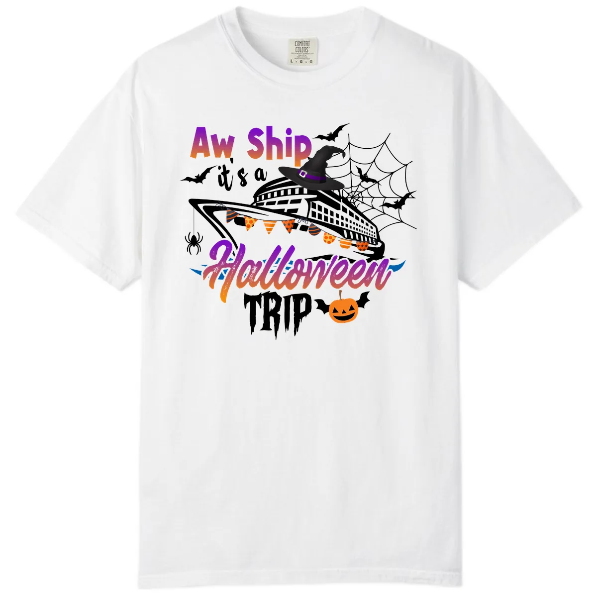 Aw Ship It's a Halloween Cruise Trip Comfort Color in White