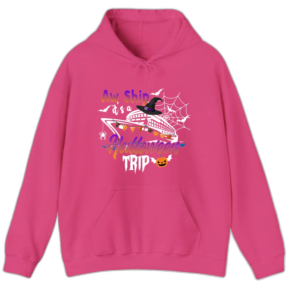 Aw Ship It's a Halloween Cruise Trip Hoodie in Heliconia