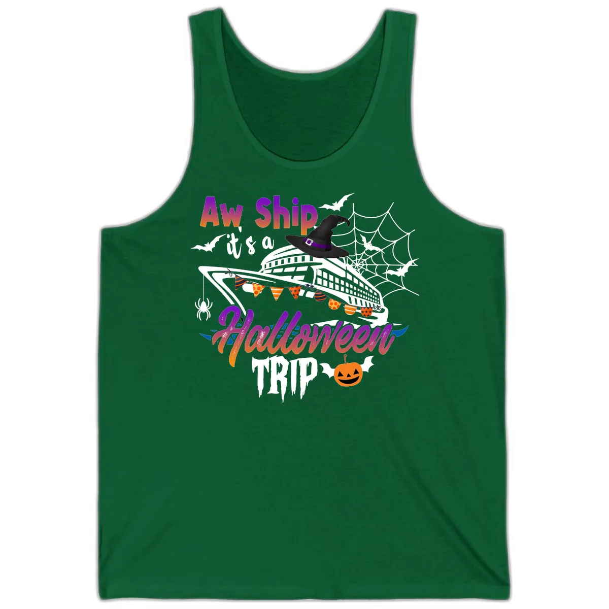 Aw Ship It's a Halloween Cruise Trip Tank in Kelly