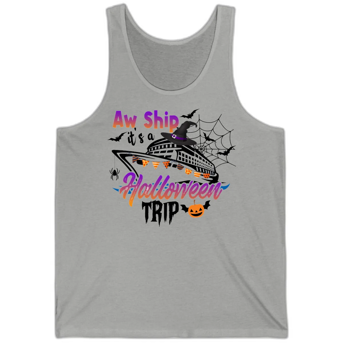 Aw Ship It's a Halloween Cruise Trip Tank in Athletic Heather