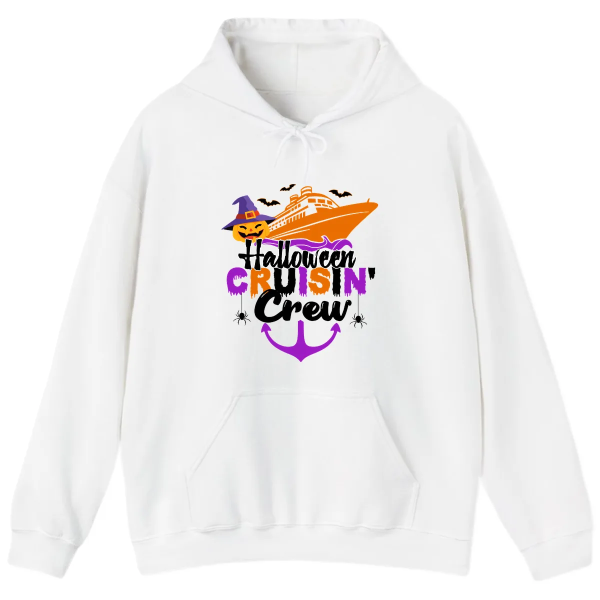 Halloween Cruise In Crew Hoodie in White