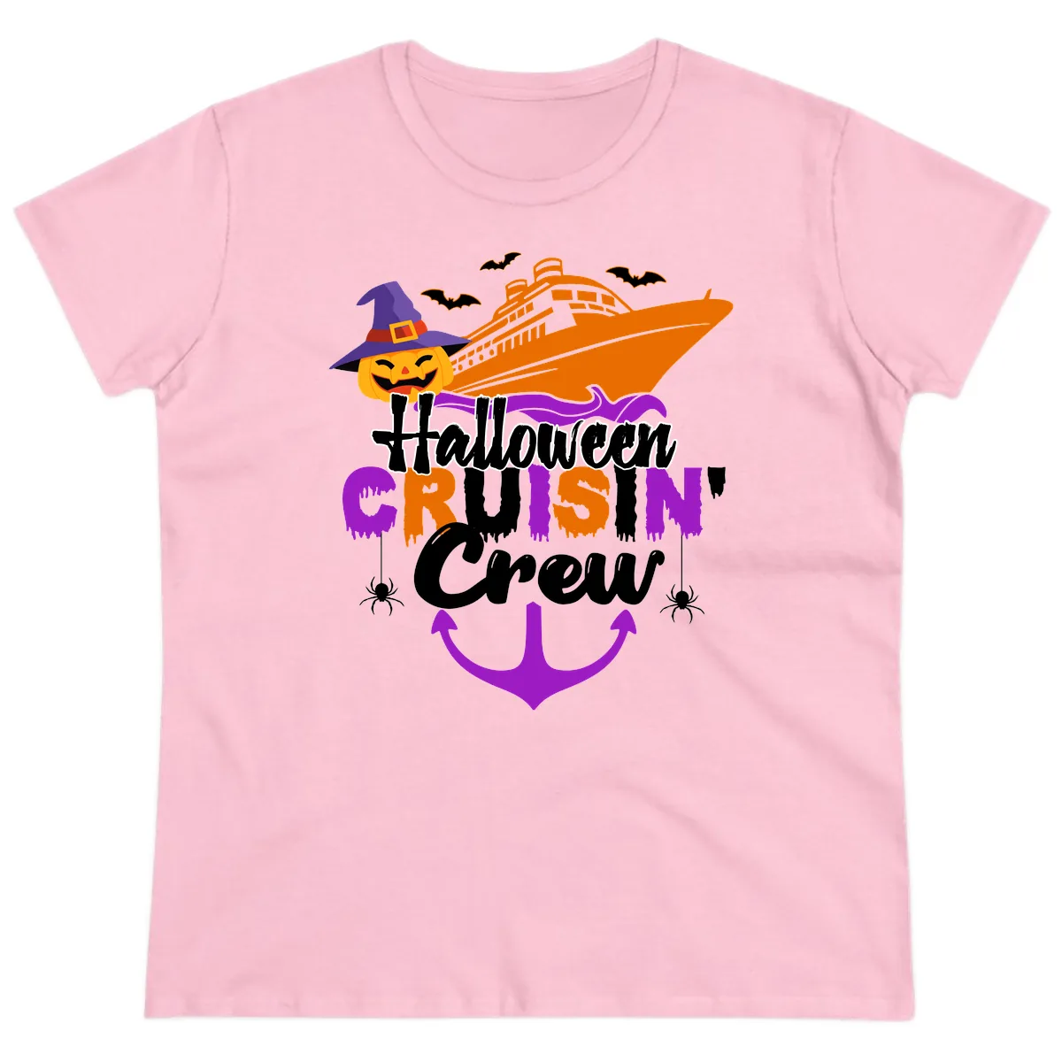 Halloween Cruise In Crew Ladies Tee in Light Pink