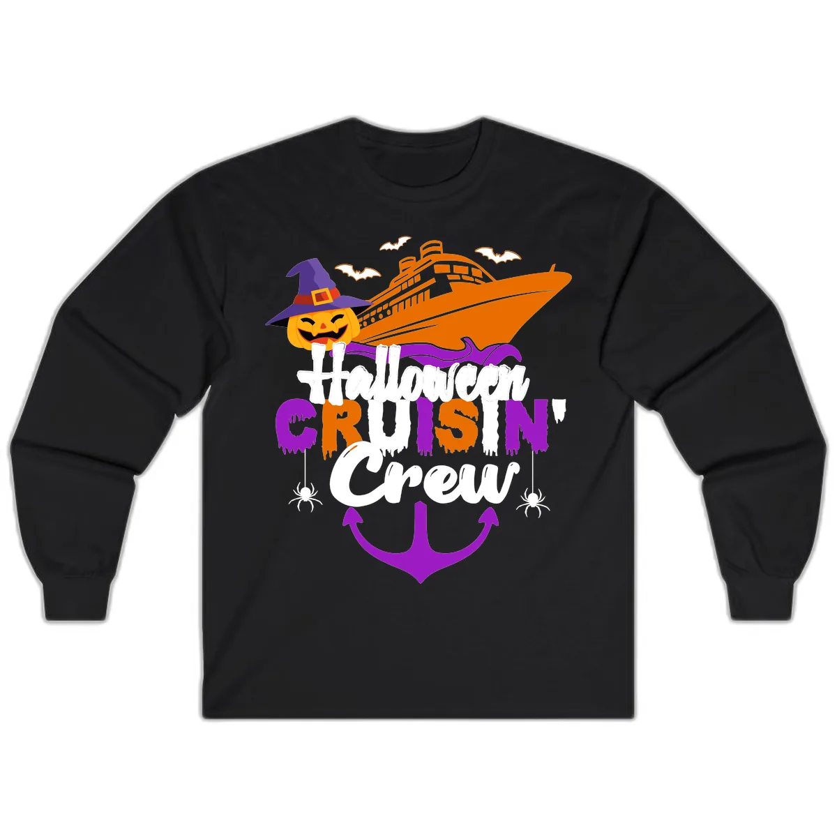 Halloween Cruise In Crew Long Sleeve in Black