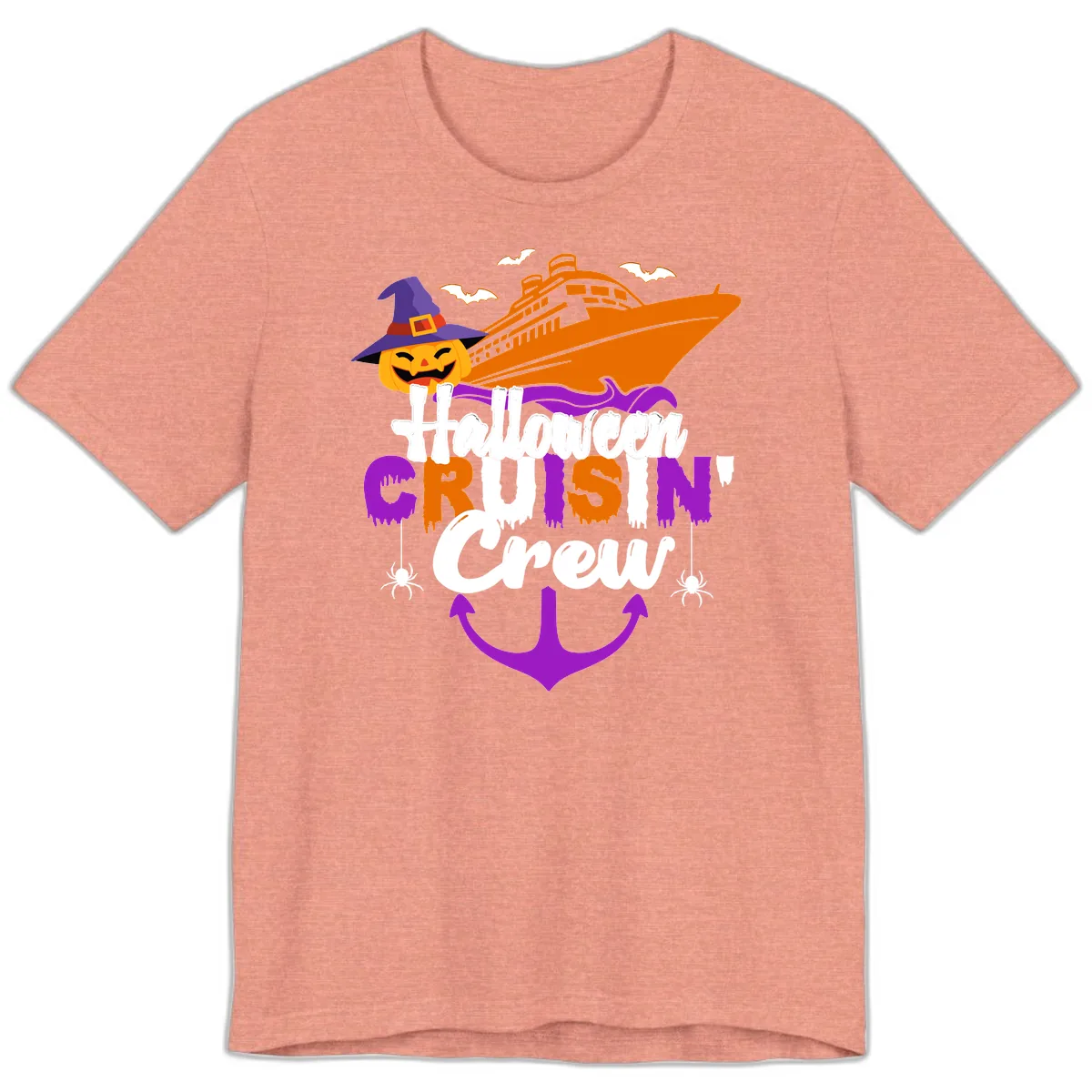 Halloween Cruise In Crew Premium T-Shirt in Heather Sunset