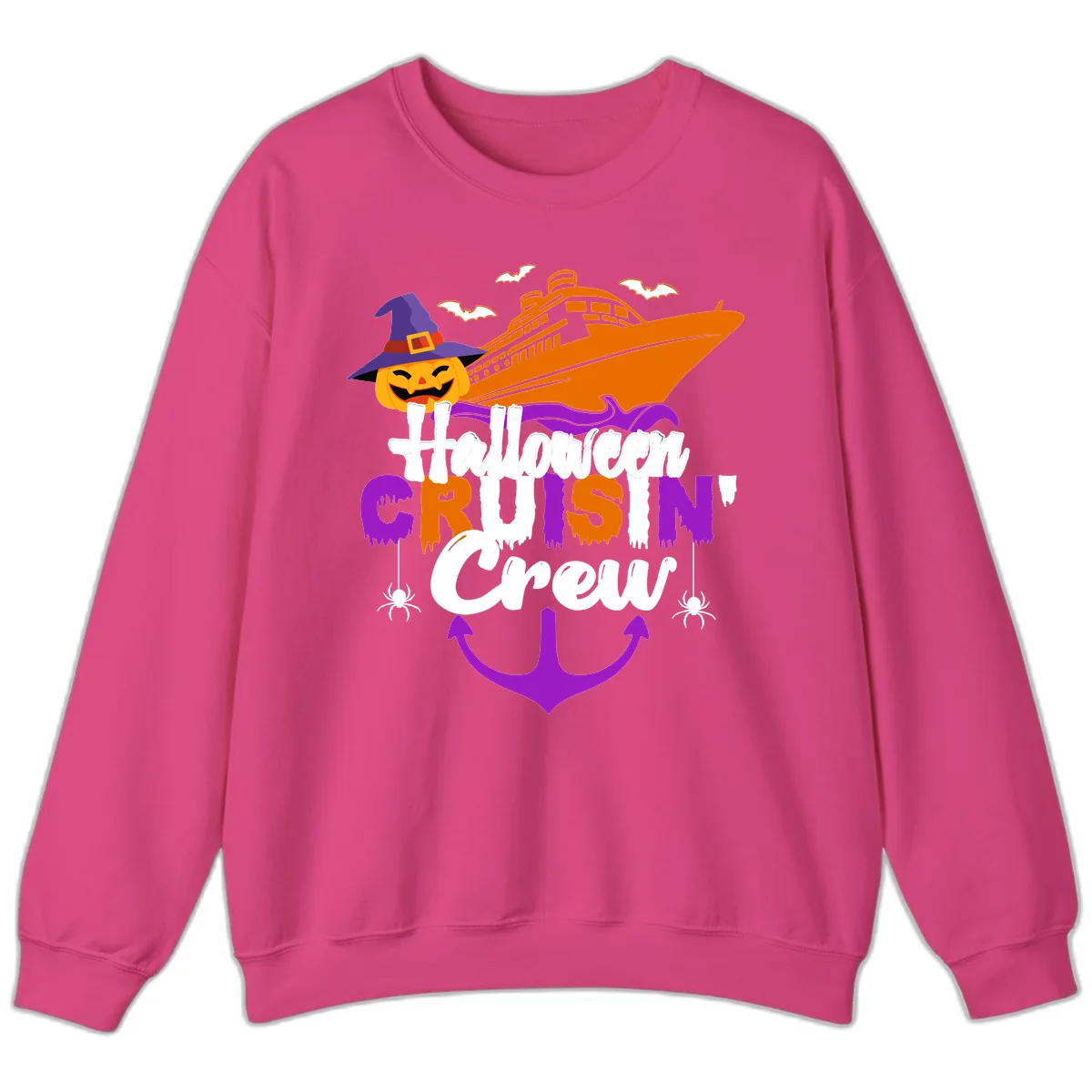 Halloween Cruise In Crew Sweatshirt in Heliconia