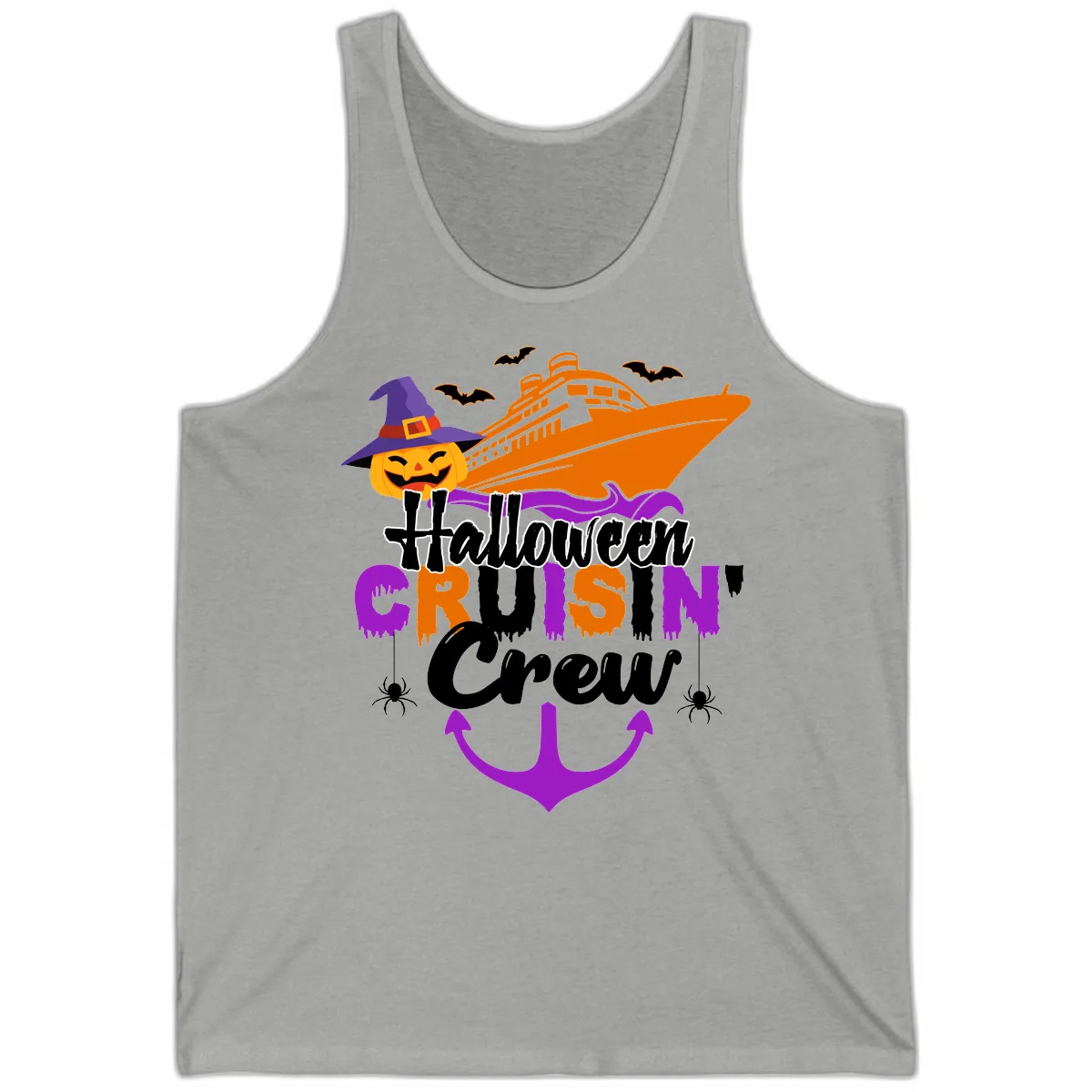 Halloween Cruise In Crew Tank in Athletic Heather
