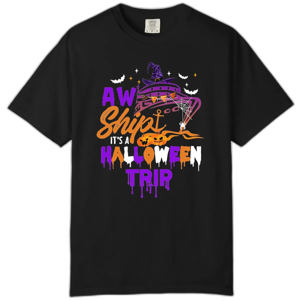 Aw Shiver Me Halloween Trip Comfort Color in Black