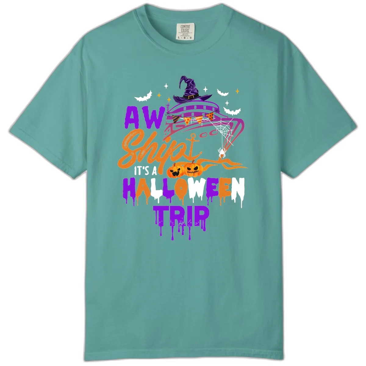 Aw Shiver Me Halloween Trip Comfort Color in Seafoam