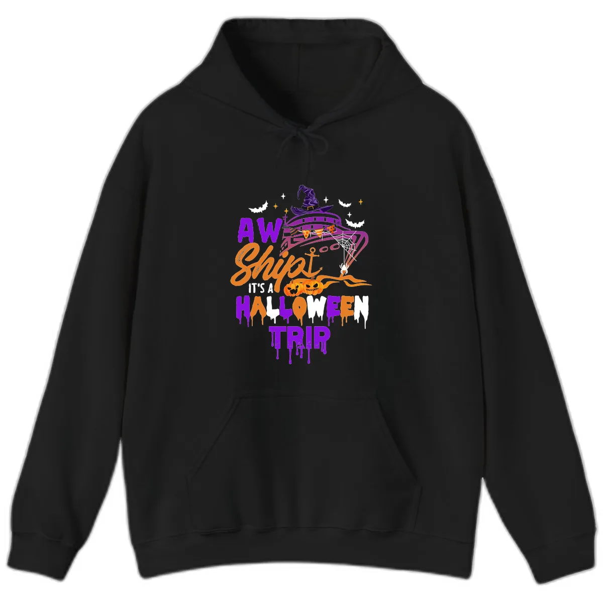 Aw Shiver Me Halloween Trip Hoodie in Black