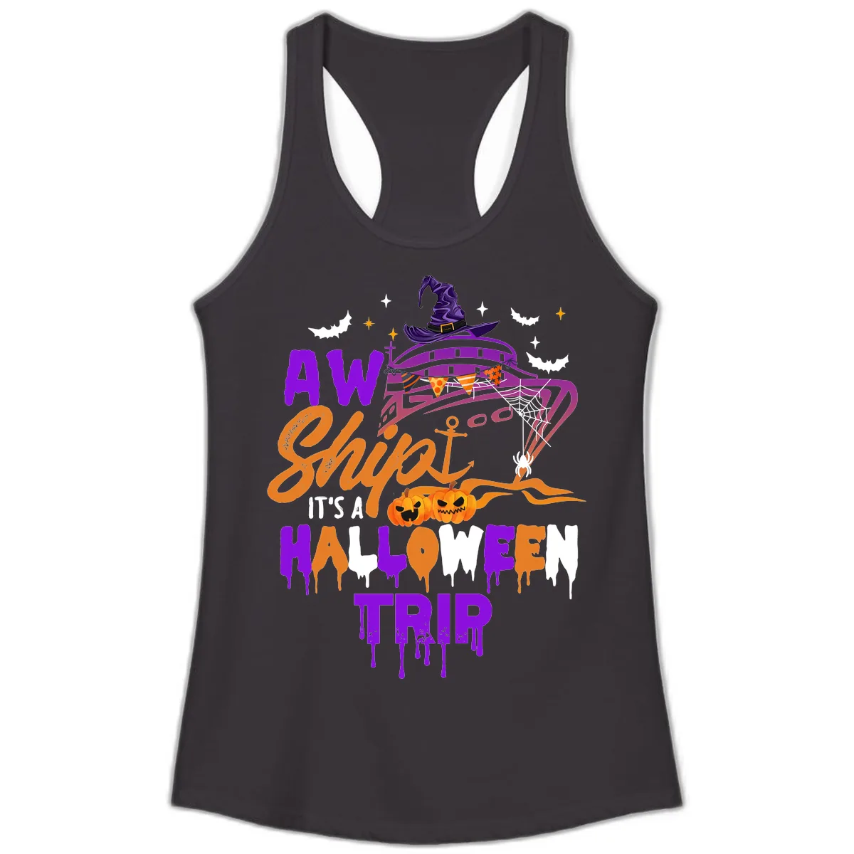 Aw Shiver Me Halloween Trip Ladies Tank in Black