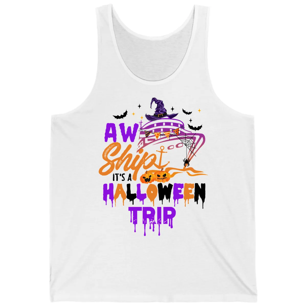 Aw Shiver Me Halloween Trip Tank in White