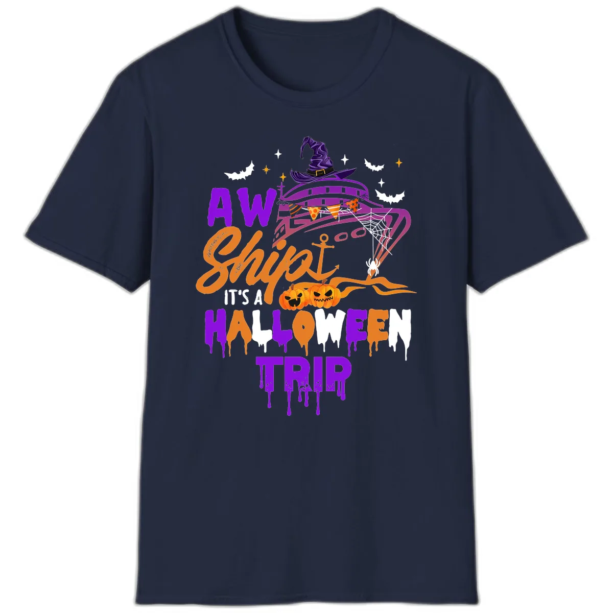 Aw Shiver Me Halloween Trip T-Shirt in Navy