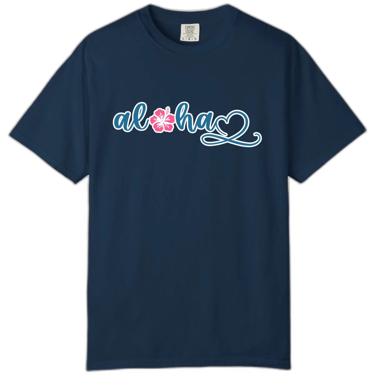 Aloha Vibes Hibiscus Cruise Comfort Color in True Navy