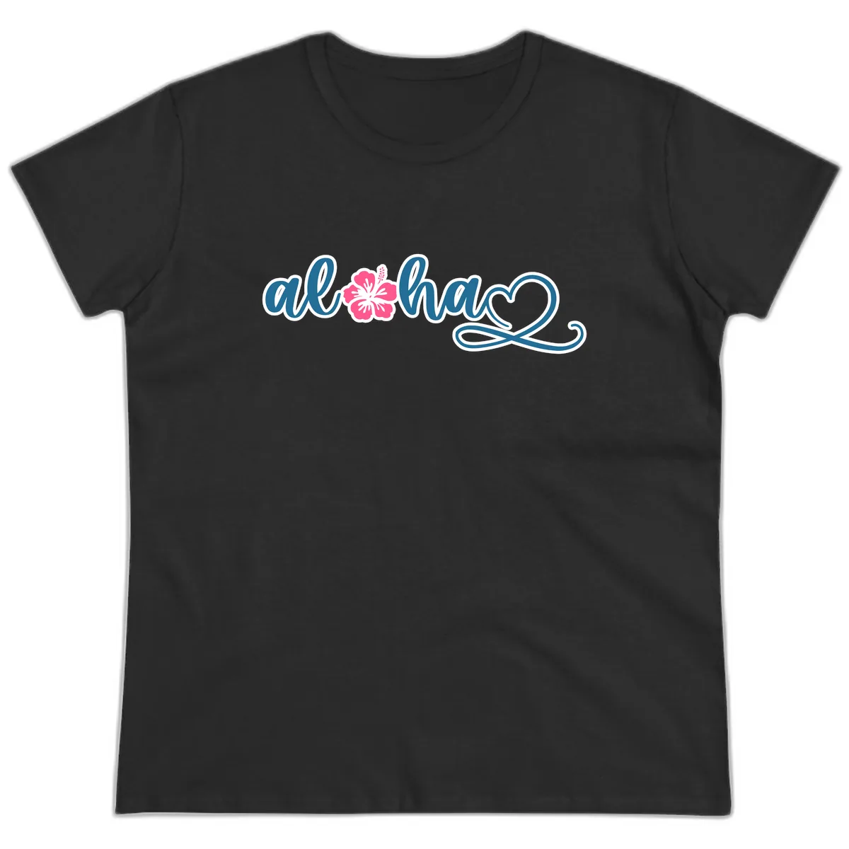 Aloha Vibes Hibiscus Cruise Ladies Tee in Black