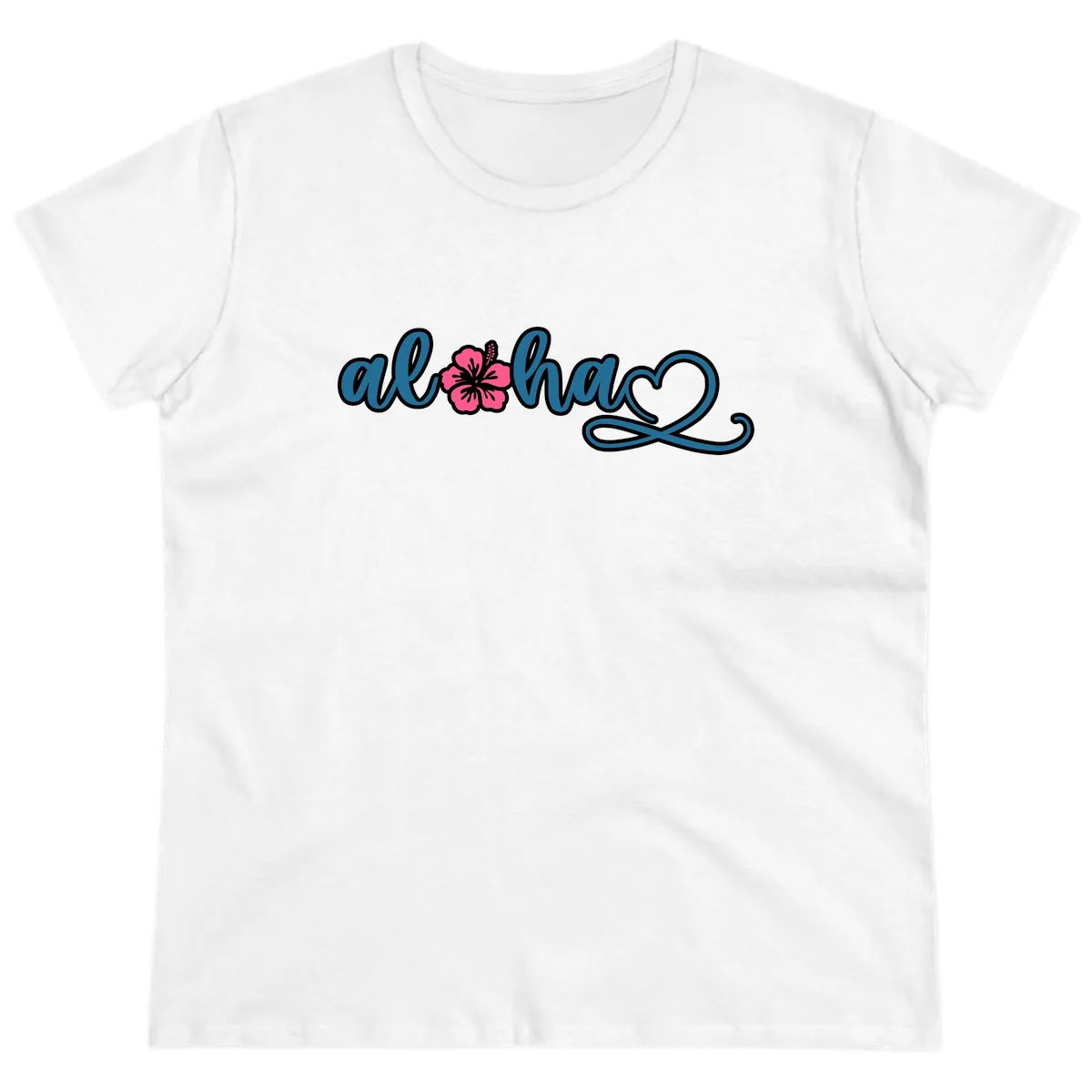 Aloha Vibes Hibiscus Cruise Ladies Tee in White