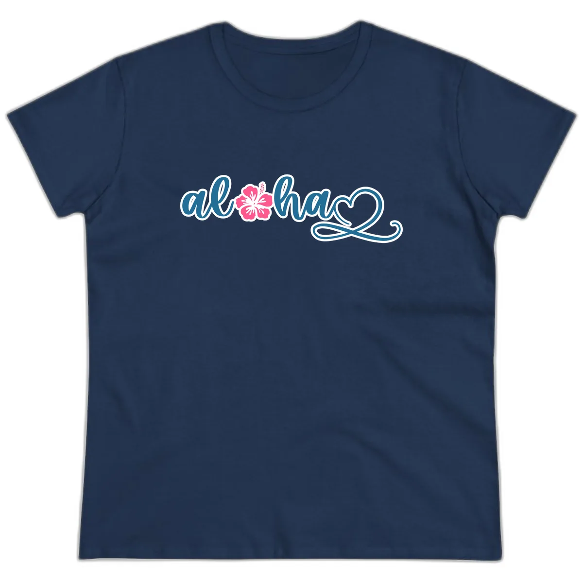 Aloha Vibes Hibiscus Cruise Ladies Tee in Navy