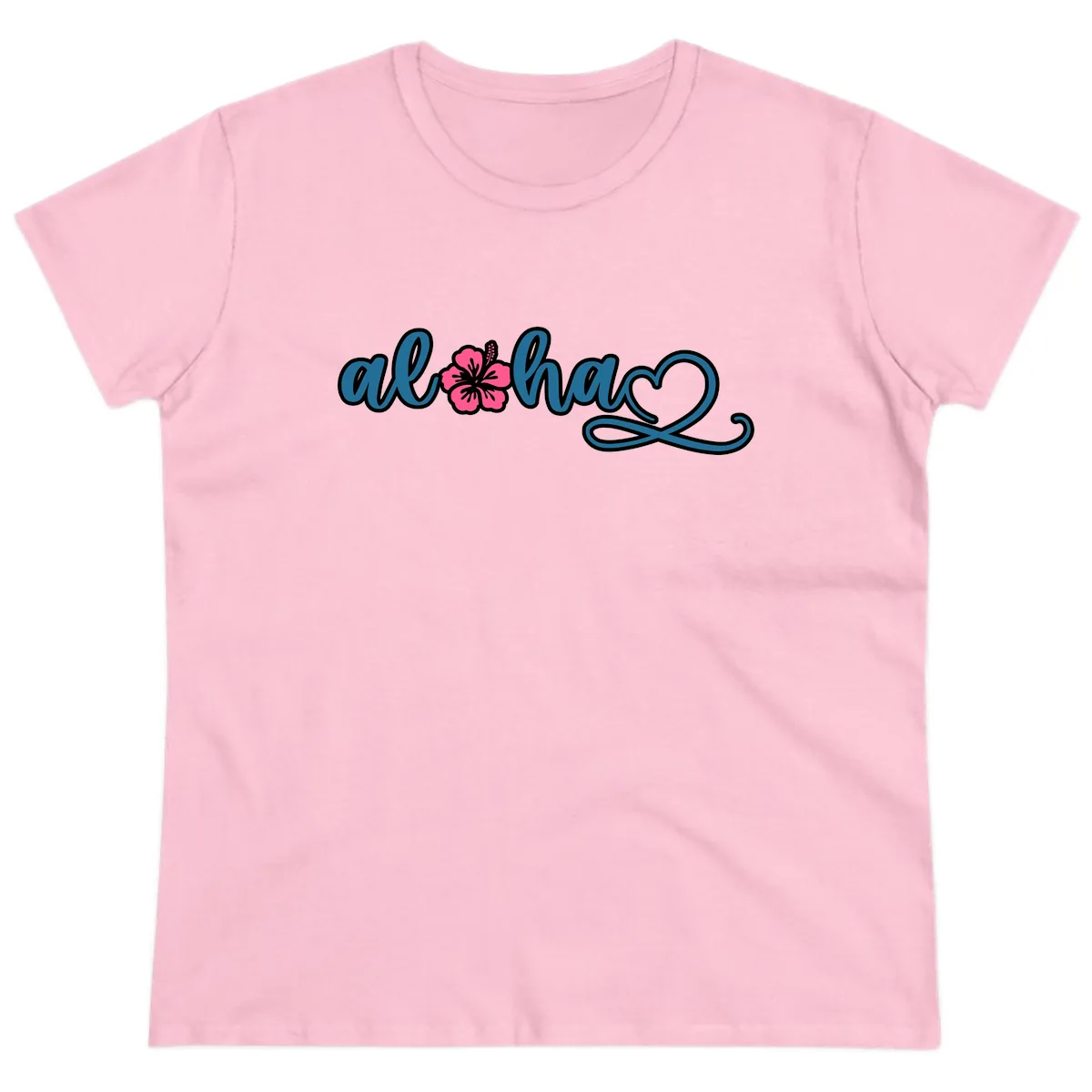 Aloha Vibes Hibiscus Cruise Ladies Tee in Light Pink