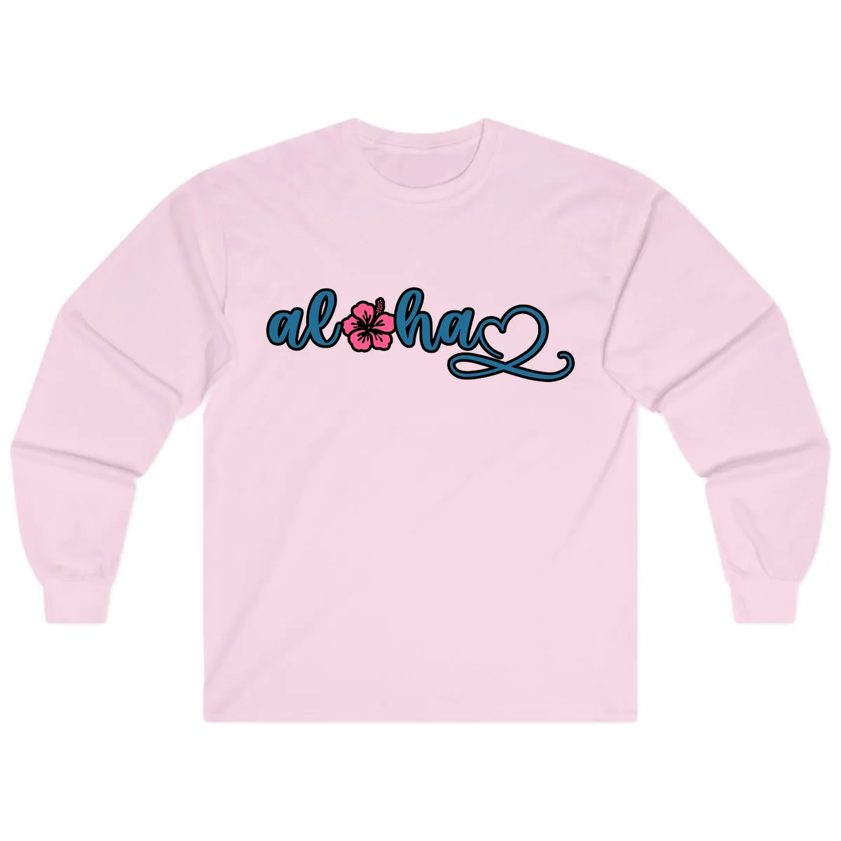 Aloha Vibes Hibiscus Cruise Long Sleeve in Light Pink
