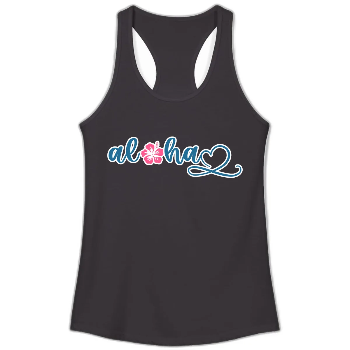 Aloha Vibes Hibiscus Cruise Ladies Tank in Black