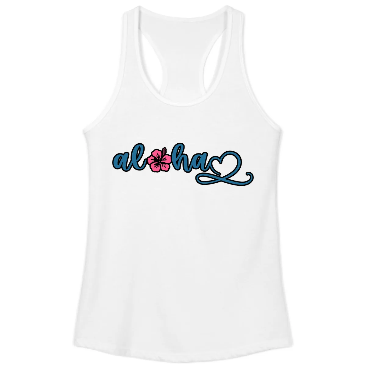 Aloha Vibes Hibiscus Cruise Ladies Tank in White