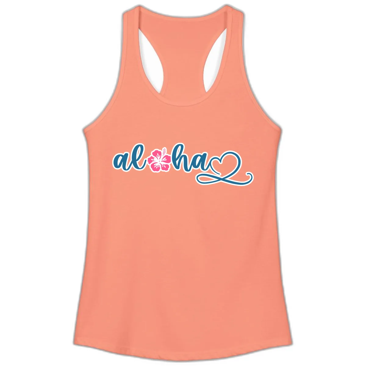 Aloha Vibes Hibiscus Cruise Ladies Tank in Solid Light Orange