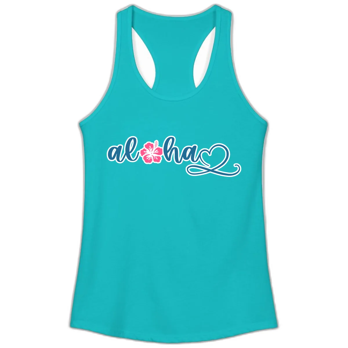 Aloha Vibes Hibiscus Cruise Ladies Tank in Tahiti Blue