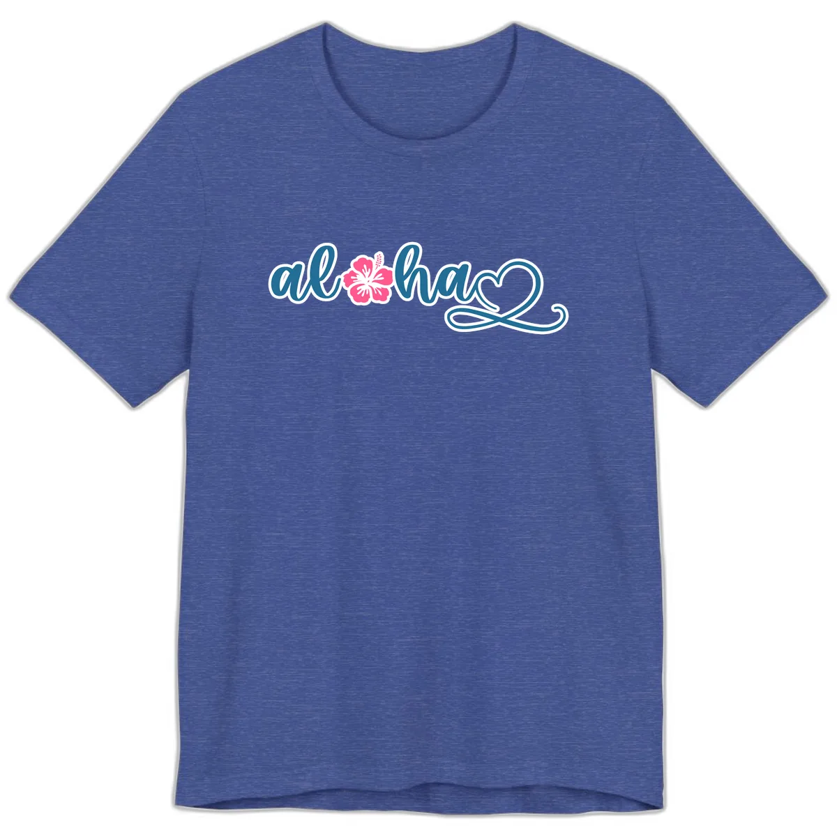 Aloha Vibes Hibiscus Cruise Premium T-Shirt in Heather True Royal