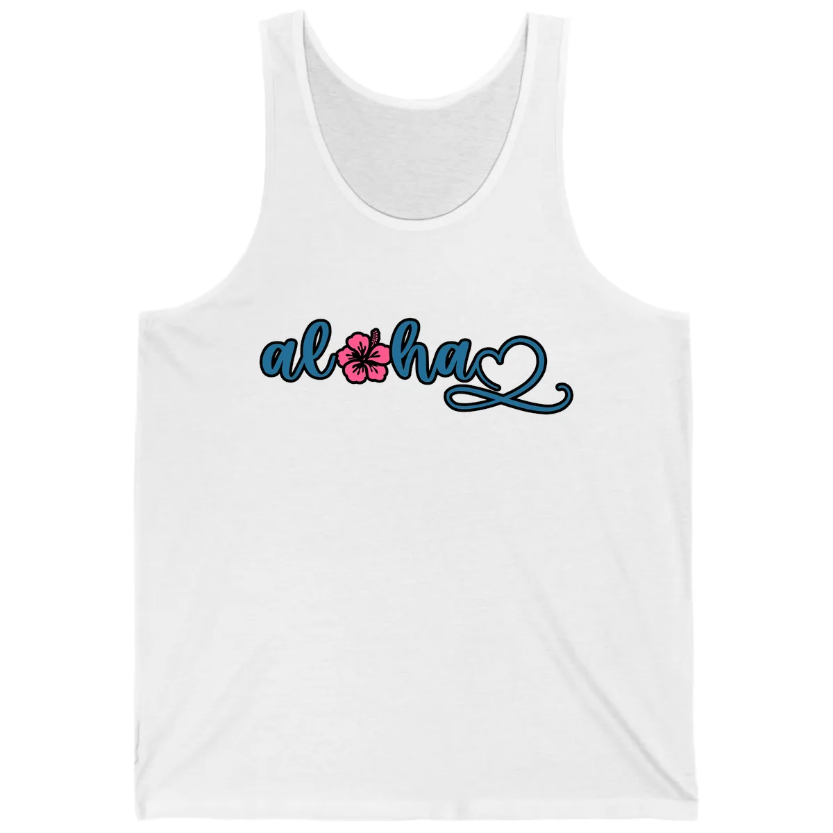 Aloha Vibes Hibiscus Cruise Tank in White