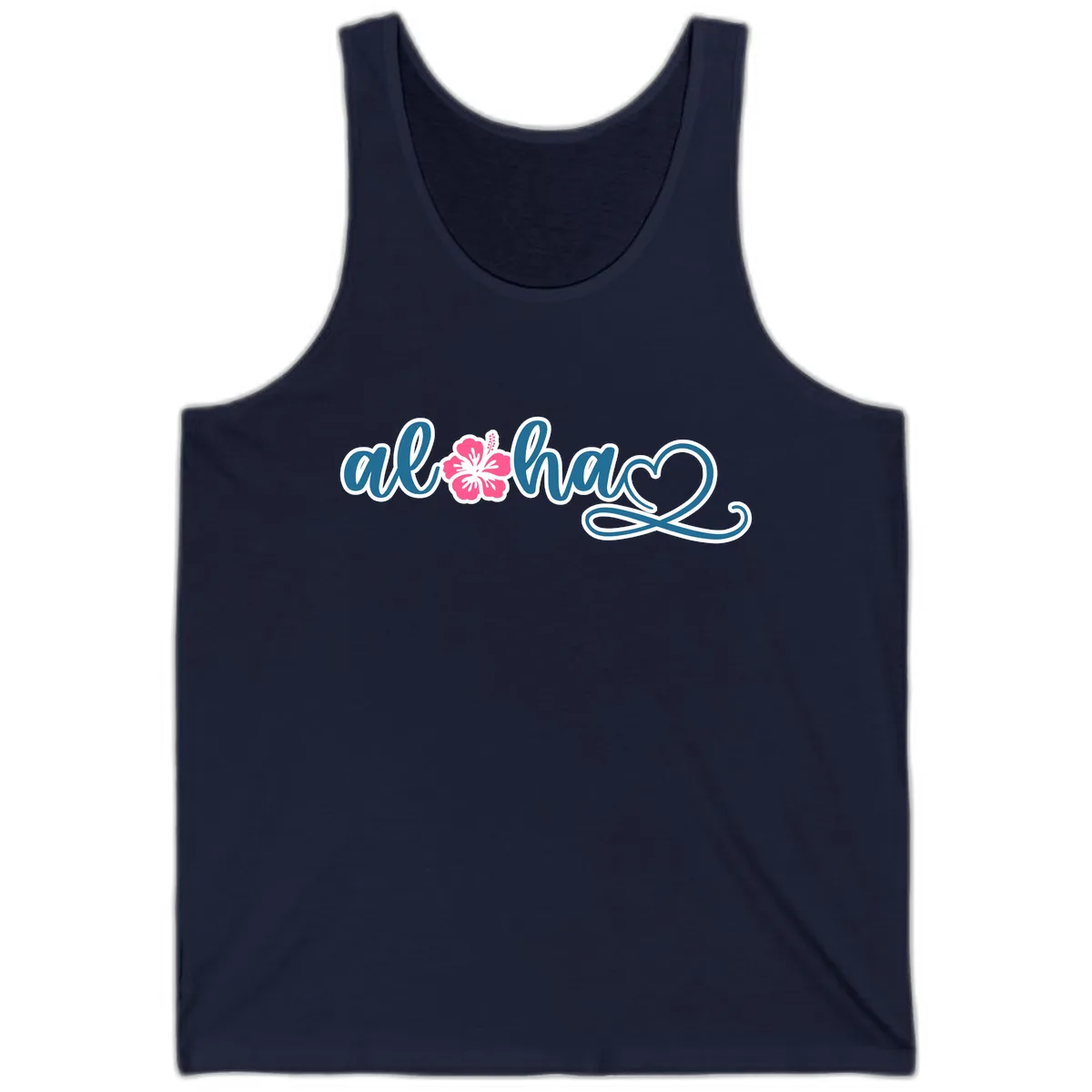 Aloha Vibes Hibiscus Cruise Tank in Navy