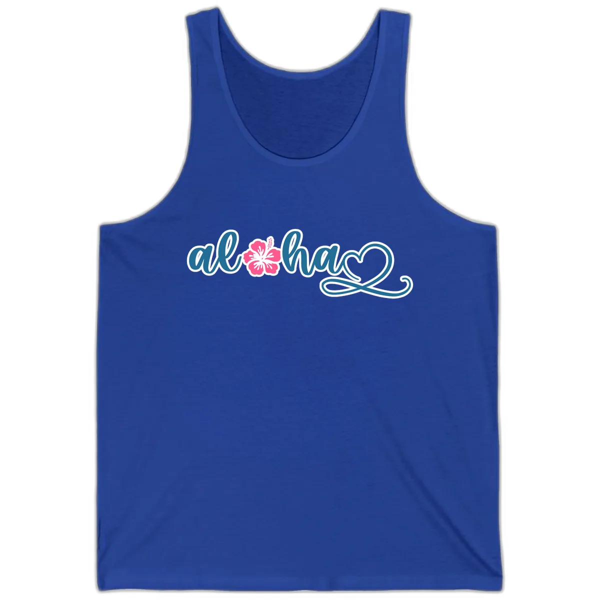 Aloha Vibes Hibiscus Cruise Tank in True Royal
