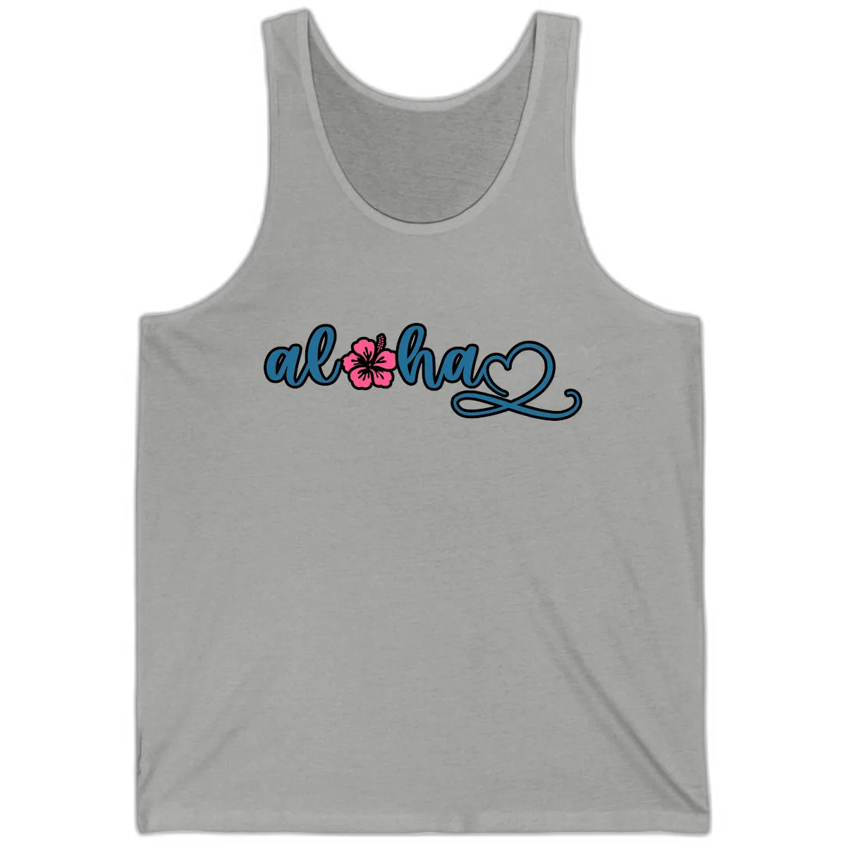 Aloha Vibes Hibiscus Cruise Tank in Athletic Heather