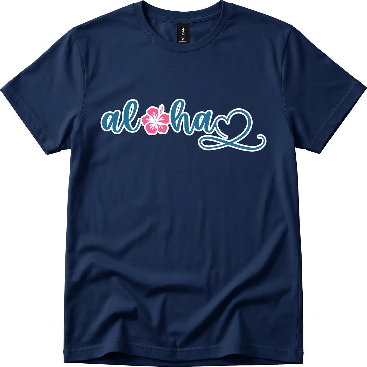 Aloha Vibes Hibiscus Cruise T-Shirt in Navy