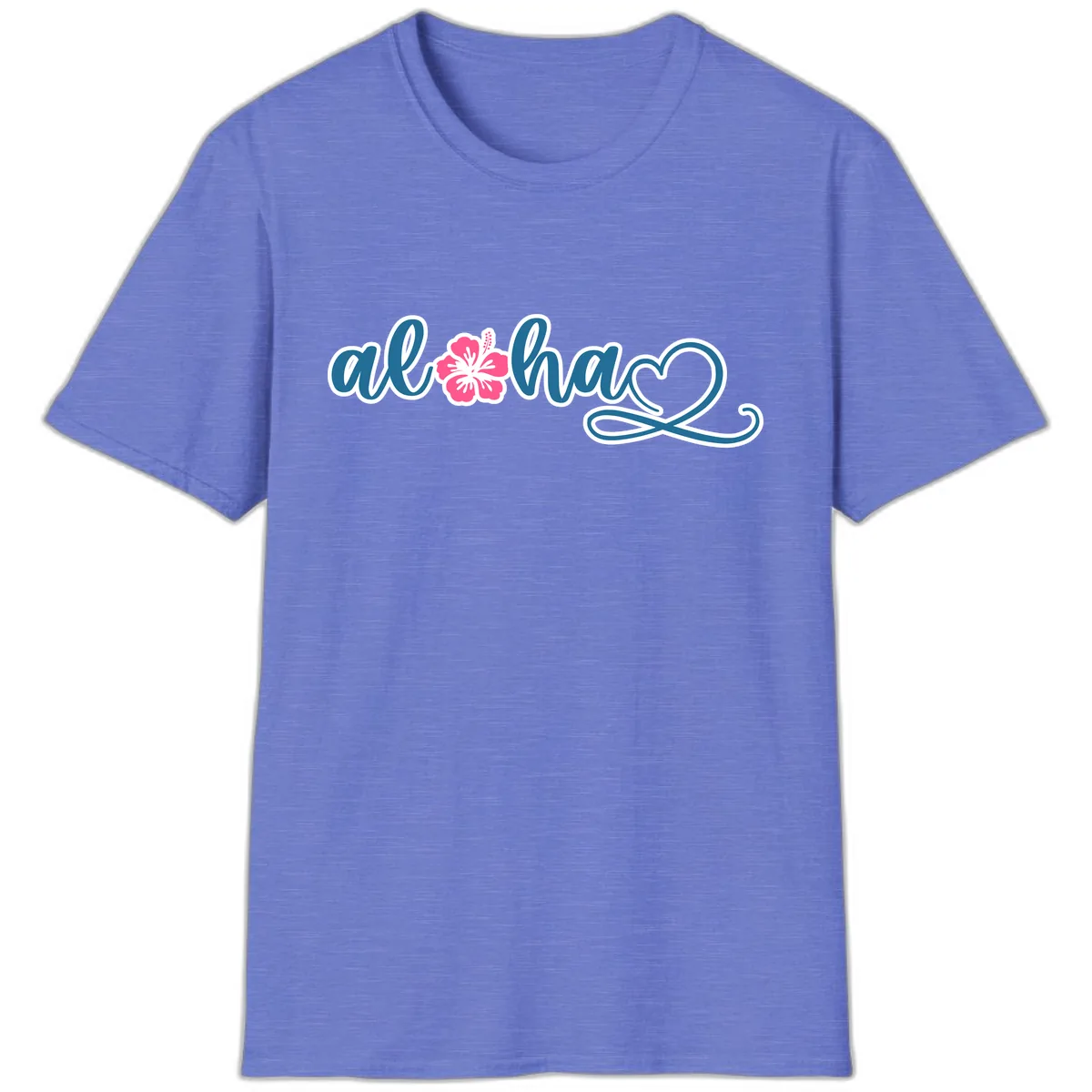 Aloha Vibes Hibiscus Cruise T-Shirt in Heather Royal