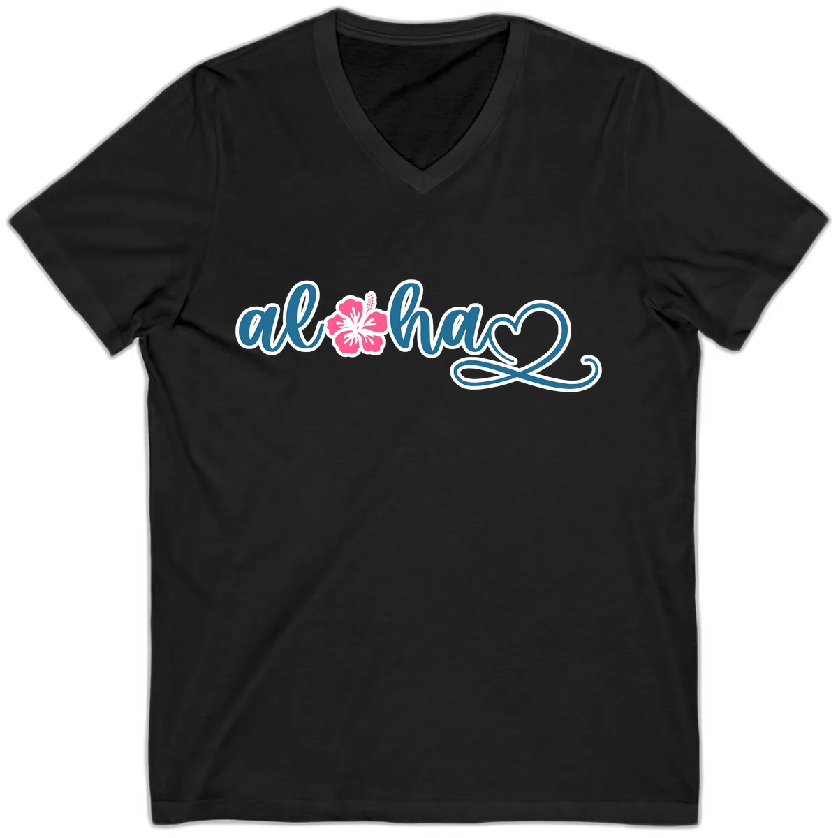 Aloha Vibes Hibiscus Cruise V-Neck in Black