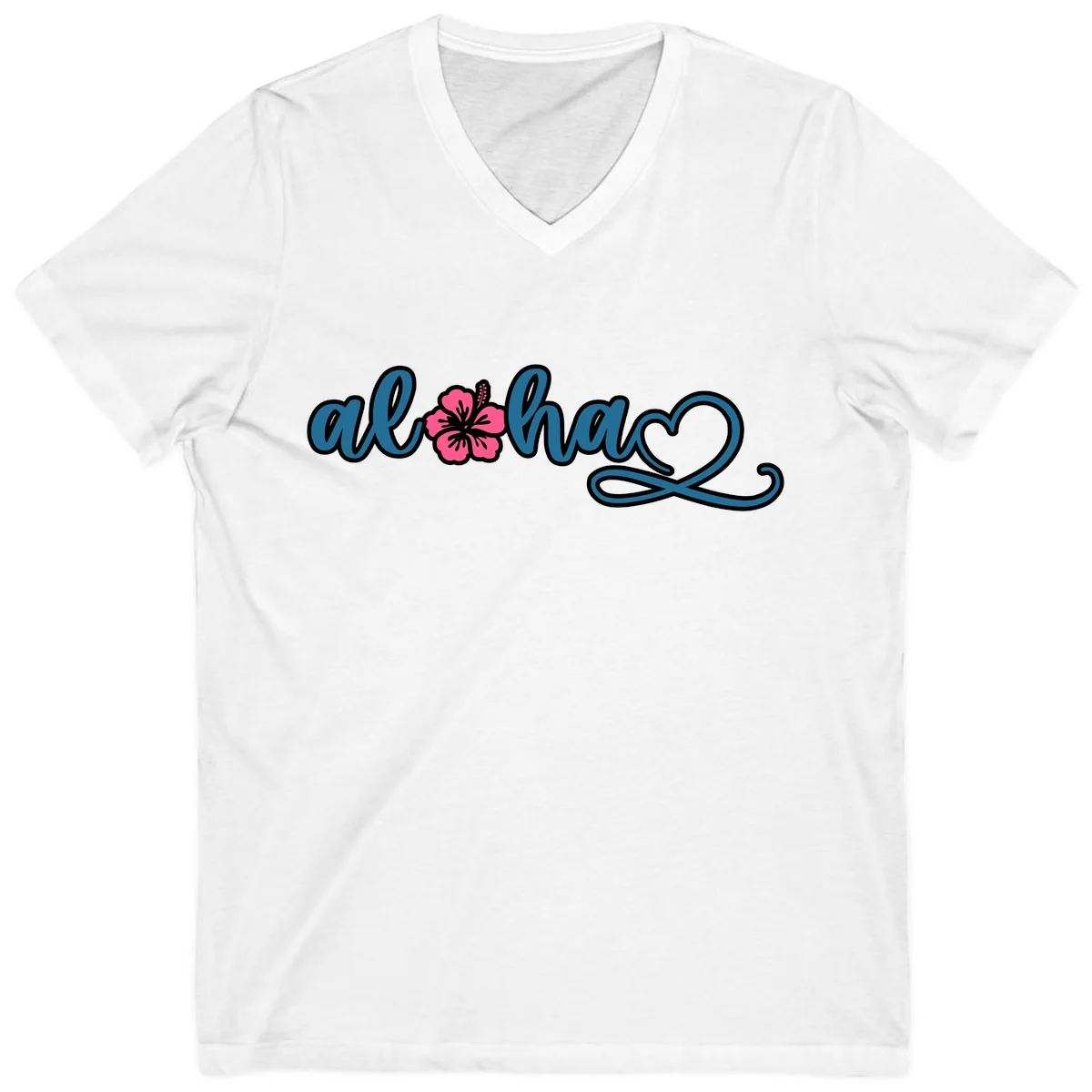 Aloha Vibes Hibiscus Cruise V-Neck in White