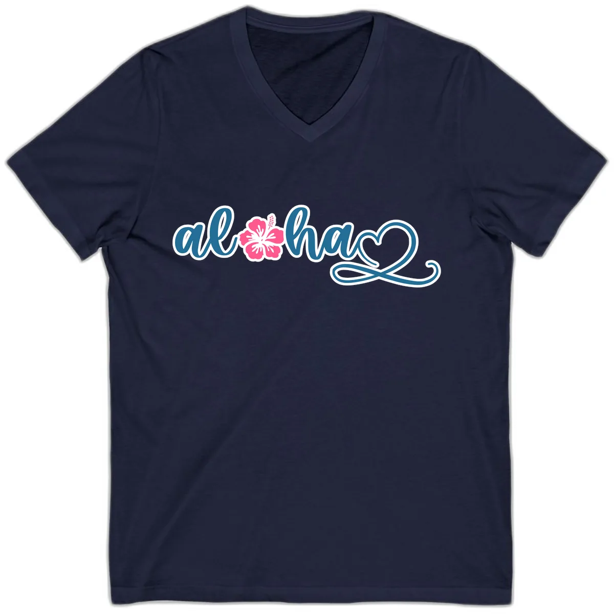 Aloha Vibes Hibiscus Cruise V-Neck in Navy