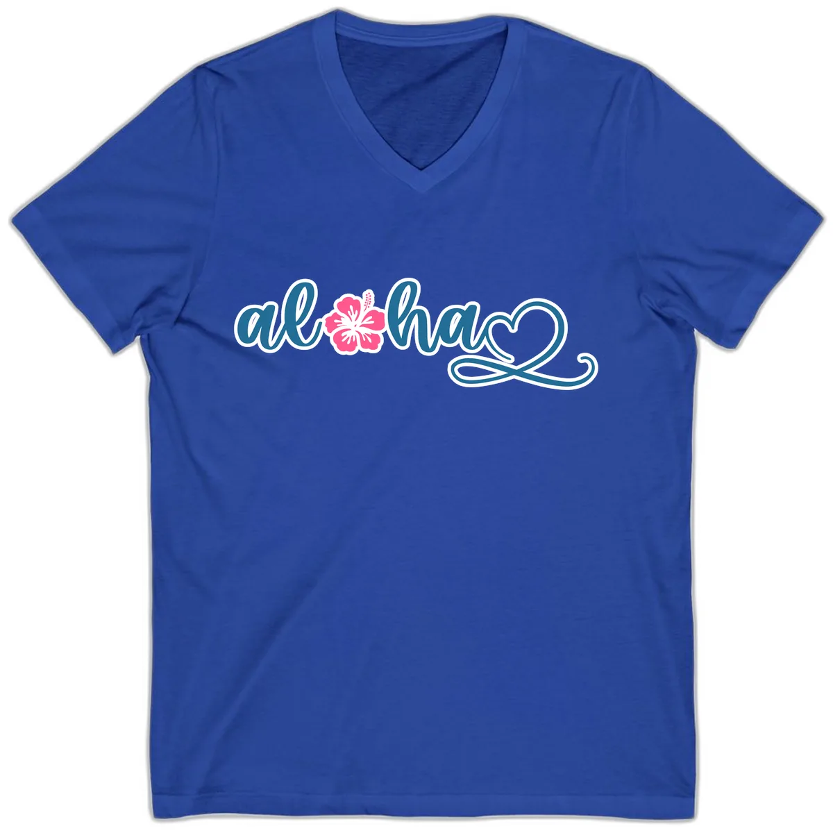Aloha Vibes Hibiscus Cruise V-Neck in True Royal