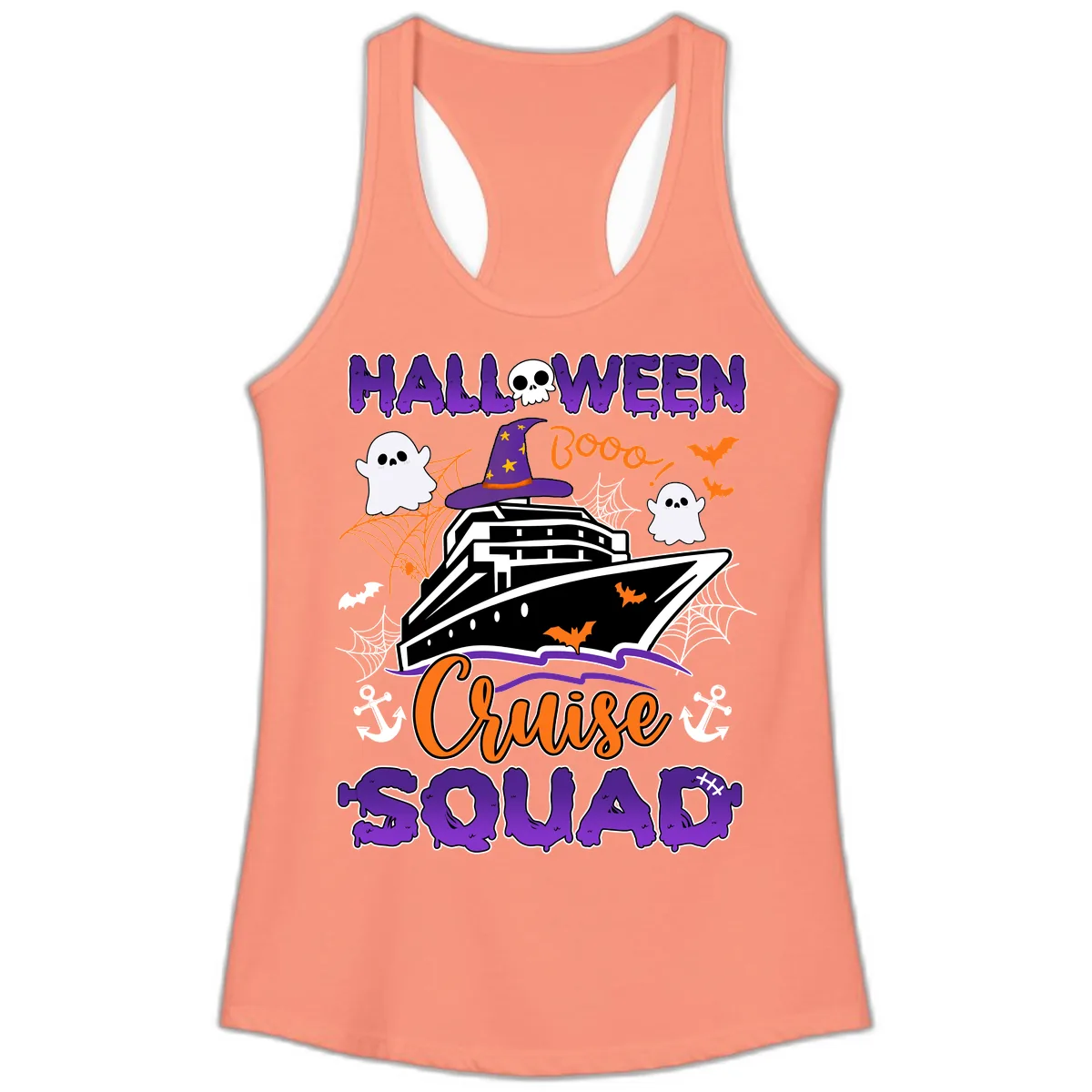 Halloween Cruise Squad Ladies Tank in Solid Light Orange