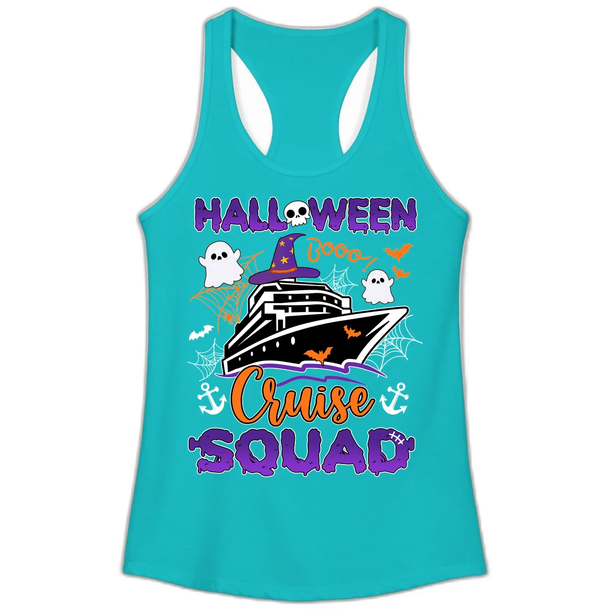 Halloween Cruise Squad Ladies Tank in Tahiti Blue