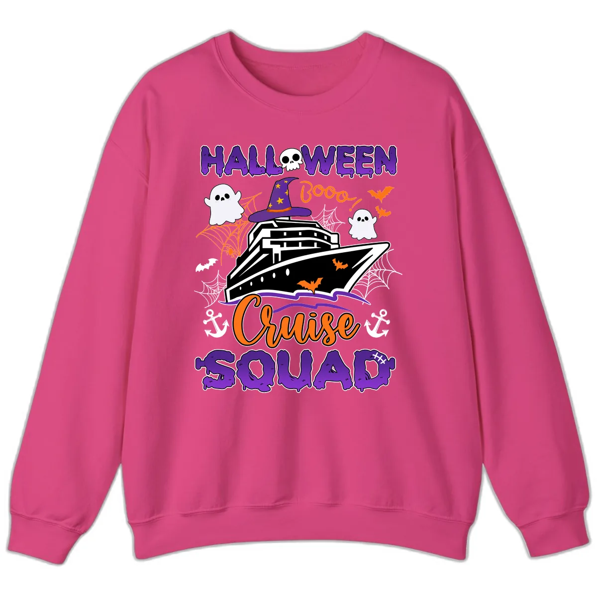 Halloween Cruise Squad Sweatshirt in Heliconia