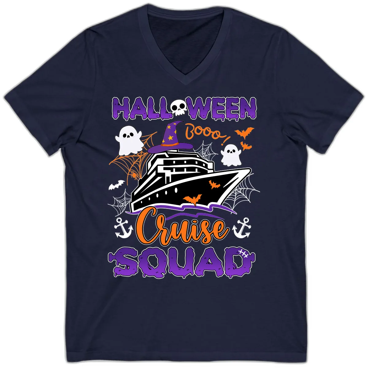 Halloween Cruise Squad V-Neck in Navy