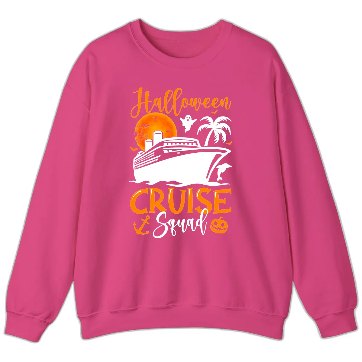 Halloween Cruise Squad Sweatshirt in Heliconia