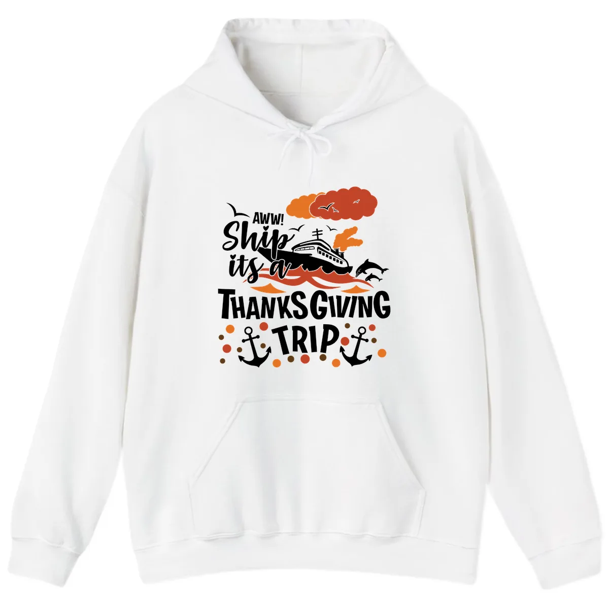 Aww Ship It's A Thanksgiving Trip Hoodie in White