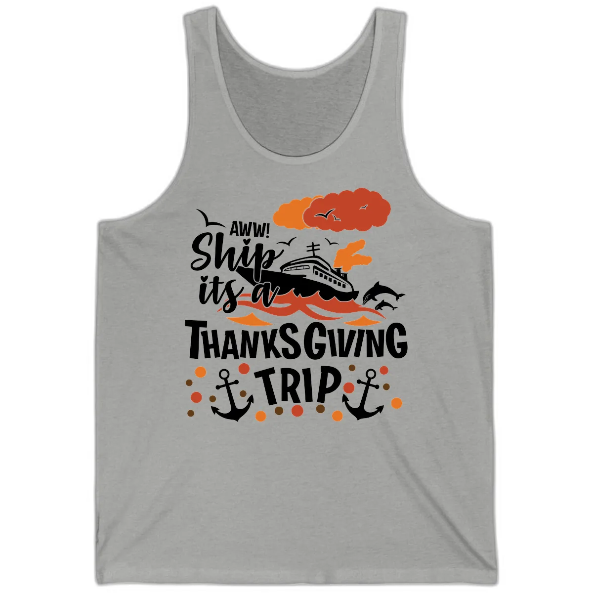 Aww Ship It's A Thanksgiving Trip Tank in Athletic Heather