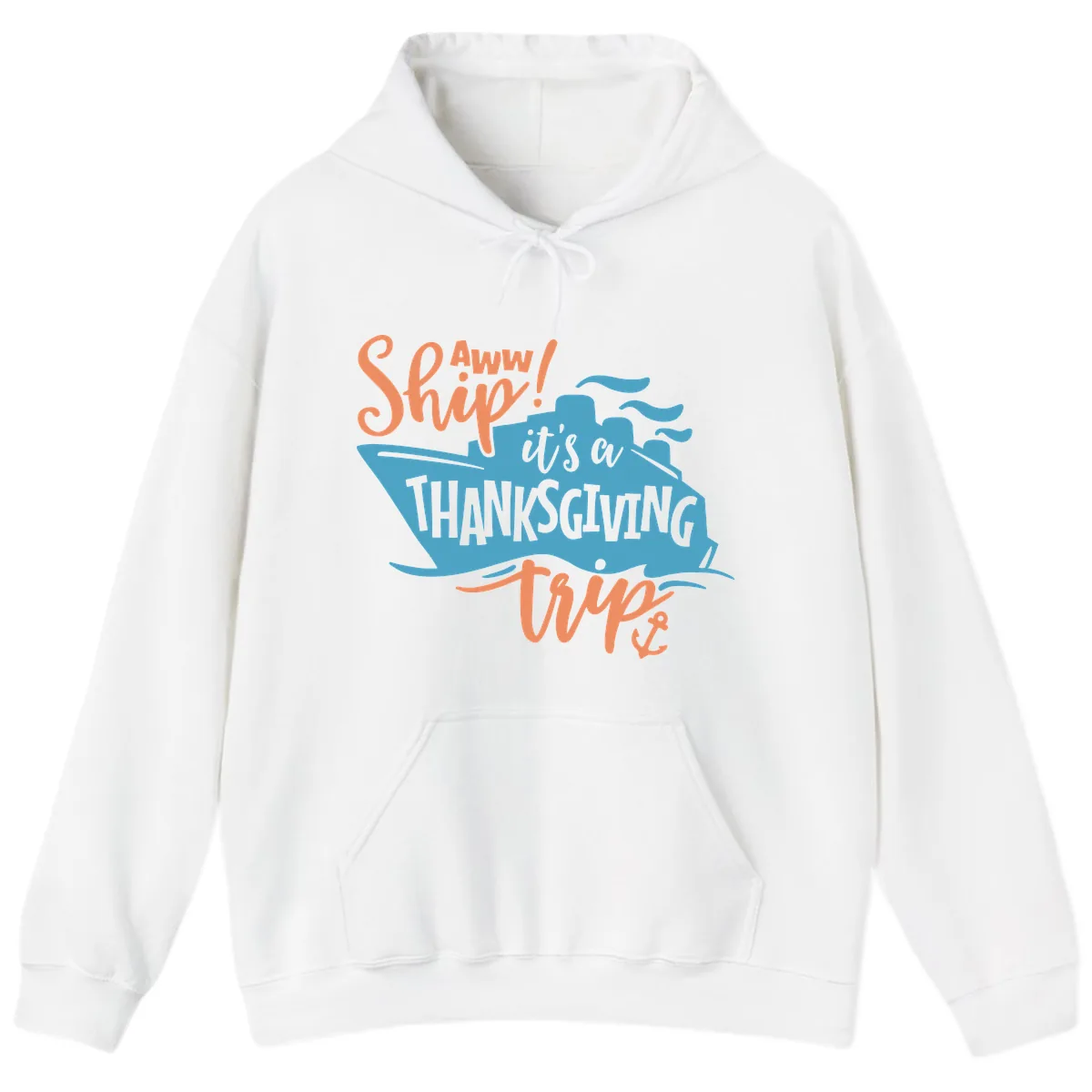 Aww Ship It's a Thanksgiving Trip Hoodie in White