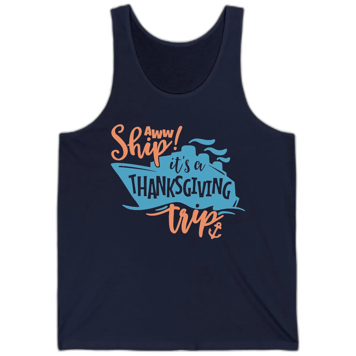 Aww Ship It's a Thanksgiving Trip Tank in Navy